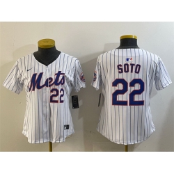 Women New York Mets 22 Juan Soto White 2024 Home Limited Stitched Baseball Jersey 