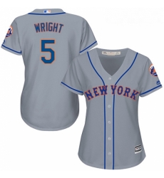 Womens Majestic New York Mets 5 David Wright Replica Grey Road Cool Base MLB Jersey