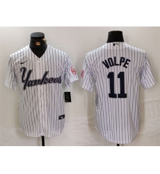 Men New York Yankees 11 Anthony Volpe White Cool Base Stitched Baseball Jersey