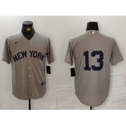 Men New York Yankees 13 Jazz Chisholm Jr  Grey Cool Base Stitched Baseball Jersey