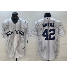 Men New York Yankees 42 Mariano Rivera White Cool Base Stitched Baseball Jersey