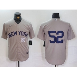 Men New York Yankees 52 CC Sabathia Grey Cool Base Stitched Baseball Jersey 2