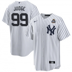 Men New York Yankees 99 Aaron Judge White 2024 World Series With Name Cool Base Stitched Baseball Jersey