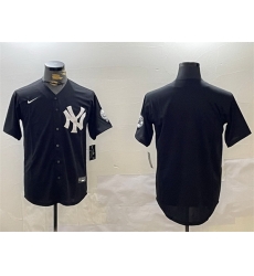 Men New York Yankees Blank Black With Patch Cool Base Stitched Baseball Jersey