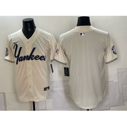 Men New York Yankees Blank Cream Limited Stitched Baseball Jersey