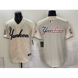 Men New York Yankees Team Big Logo Cream Limited Stitched Baseball Jersey 003