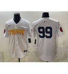 Men New York Yankees X Spider Man  99 Aaron Judge White Limited Stitched Baseball Jersey