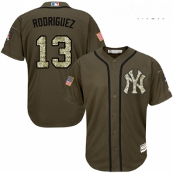 Mens Majestic New York Yankees 13 Alex Rodriguez Authentic Green Salute to Service MLB Jersey