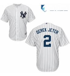 Mens Majestic New York Yankees 2 Derek Jeter Replica White Home MLB Jersey