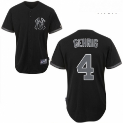 Mens Majestic New York Yankees 4 Lou Gehrig Authentic Black Fashion MLB Jersey