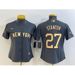 Women New York Yankees 27 Giancarlo Stanton 2022 All Star Charcoal Stitched Baseball Jersey