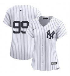 Women New York Yankees 99 Aaron Judge White Stitched Coolse Baseball Jersey No Name