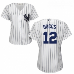 Womens Majestic New York Yankees 12 Wade Boggs Replica White Home MLB Jersey