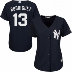 Womens Majestic New York Yankees 13 Alex Rodriguez Authentic Navy Blue Alternate MLB Jersey