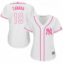 Womens Majestic New York Yankees 19 Masahiro Tanaka Authentic White Fashion Cool Base MLB Jersey