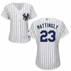 Womens Majestic New York Yankees 23 Don Mattingly Replica White Home MLB Jersey