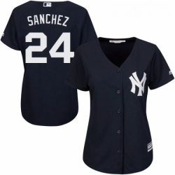 Womens Majestic New York Yankees 24 Gary Sanchez Authentic Navy Blue Alternate MLB Jersey