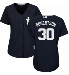 Womens Majestic New York Yankees 30 David Robertson Authentic Navy Blue Alternate MLB Jersey 