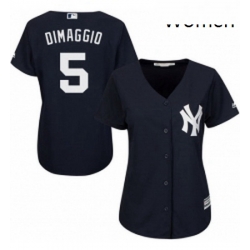 Womens Majestic New York Yankees 5 Joe DiMaggio Replica Navy Blue Alternate MLB Jersey