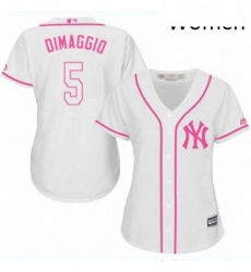 Womens Majestic New York Yankees 5 Joe DiMaggio Replica White Fashion Cool Base MLB Jersey