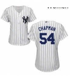 Womens Majestic New York Yankees 54 Aroldis Chapman Replica White Home MLB Jersey