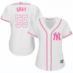 Womens Majestic New York Yankees 55 Sonny Gray Replica White Fashion Cool Base MLB Jersey 