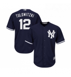 Youth New York Yankees 12 Troy Tulowitzki Authentic Navy Blue Alternate Baseball Jersey 