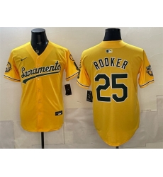 Men Oakland Athletics  25 Brent Rooker 2026 Yellow Alternate Sacramento Celebrating 125 Years Vapor Limited Stitched Baseball Jersey