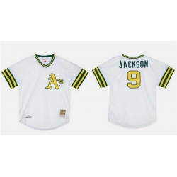 Men Oakland Athletics 9 Reggie Jackson White Mitchell  26 Ness Stitched Jersey