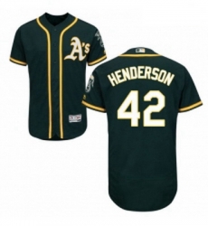 Mens Majestic Oakland Athletics 42 Dave Henderson Green Alternate Flex Base Authentic Collection MLB Jersey