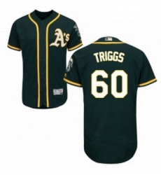 Mens Majestic Oakland Athletics 60 Andrew Triggs Green Flexbase Authentic Collection MLB Jersey