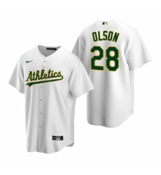 Mens Nike Oakland Athletics 28 Matt Olson White Home Stitched Baseball Jersey