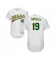 Mens Oakland Athletics 19 Josh Phegley White Home Flex Base Authentic Collection Baseball Jersey