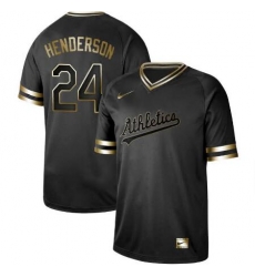 Oakland Athletics  24 Ricky Henderson Oakland Athletics Black Golden Jersey