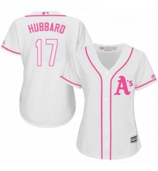 Womens Majestic Oakland Athletics 17 Glenn Hubbard Authentic White Fashion Cool Base MLB Jersey