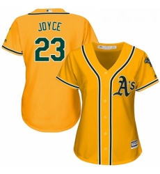 Womens Majestic Oakland Athletics 23 Matt Joyce Replica Gold Alternate 2 Cool Base MLB Jersey