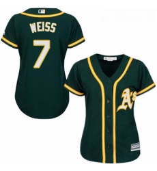 Womens Majestic Oakland Athletics 7 Walt Weiss Replica Green Alternate 1 Cool Base MLB Jersey