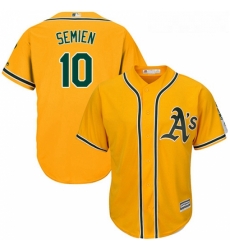 Youth Majestic Oakland Athletics 10 Marcus Semien Authentic Gold Alternate 2 Cool Base MLB Jersey