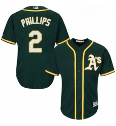 Youth Majestic Oakland Athletics 2 Tony Phillips Authentic Green Alternate 1 Cool Base MLB Jersey