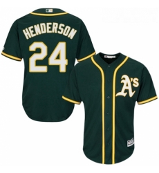 Youth Majestic Oakland Athletics 24 Rickey Henderson Replica Green Alternate 1 Cool Base MLB Jersey