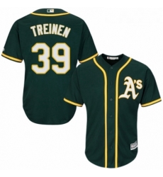 Youth Majestic Oakland Athletics 39 Blake Treinen Replica Green Alternate 1 Cool Base MLB Jersey 