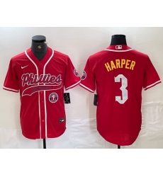 Men Philadelphia Phillies 3 Bryce Harper Red 2024 City Connect Stitched Jersey 3