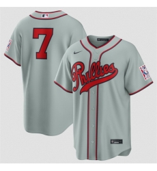 Men Philadelphia Phillies 7 Trea Turner Gray 2026 Field of Dreams Stadium Stitched Baseball Jersey Men Philadelphia Phillies 7 Trea Turner Gray 2026 Field of Dreams Stadium Stitched Baseball Jersey