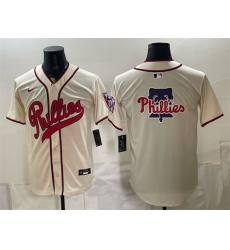 Men Philadelphia Phillies Team Big Logo Cream 2026 Field of Dreams Stadium Stitched Baseball Jersey Men Philadelphia Phillies Team Big Logo Cream 2026 Field of Dreams Stadium Stitched Baseball Jersey