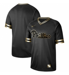 Mens Nike Philadelphia Phillies Blank Black Gold Authentic Stitched Baseball Jersey