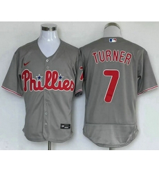 Men's Philadelphia Phillies #7 Trea Turner Grey Stitched MLB Flex Base Nike Jersey