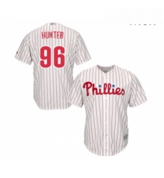 Mens Philadelphia Phillies 96 Tommy Hunter Replica White Red Strip Home Cool Base Baseball Jersey 