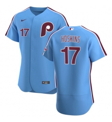 Philadelphia Phillies 17 Rhys Hoskins Men Nike Light Blue Alternate 2020 Authentic Player MLB Jersey