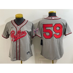 Women Philadelphia Phillies  59 Jhoan Duran Gray 2026 Field of Dreams Stadium Stitched Baseball Jersey Run Small 
