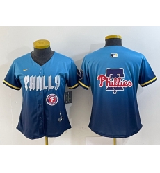 Women  Philadelphia Phillies Team Big Logo Blue 2024 City Connect Limited Stitched Baseball Jersey 8